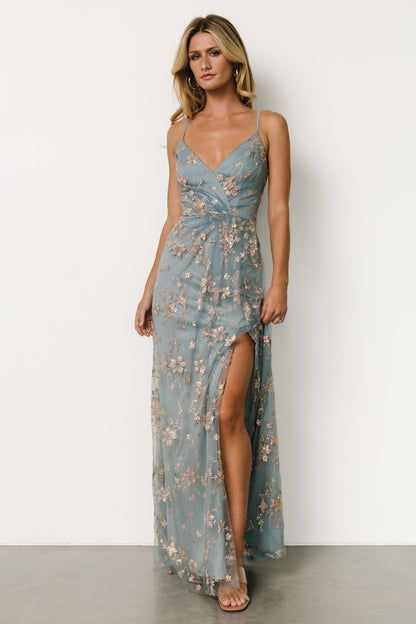 Marcia Sparkle Gown | Light Blue + Rose Gold - Baltic Born