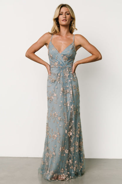 Marcia Sparkle Gown | Light Blue + Rose Gold - Baltic Born