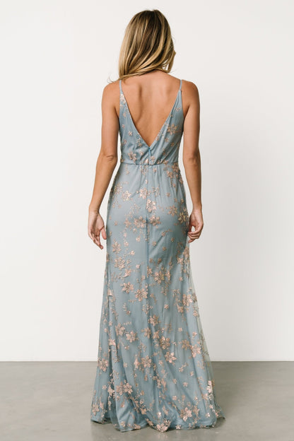 Marcia Sparkle Gown | Light Blue + Rose Gold - Baltic Born