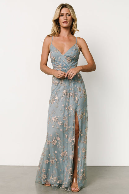 Marcia Sparkle Gown | Light Blue + Rose Gold - Baltic Born