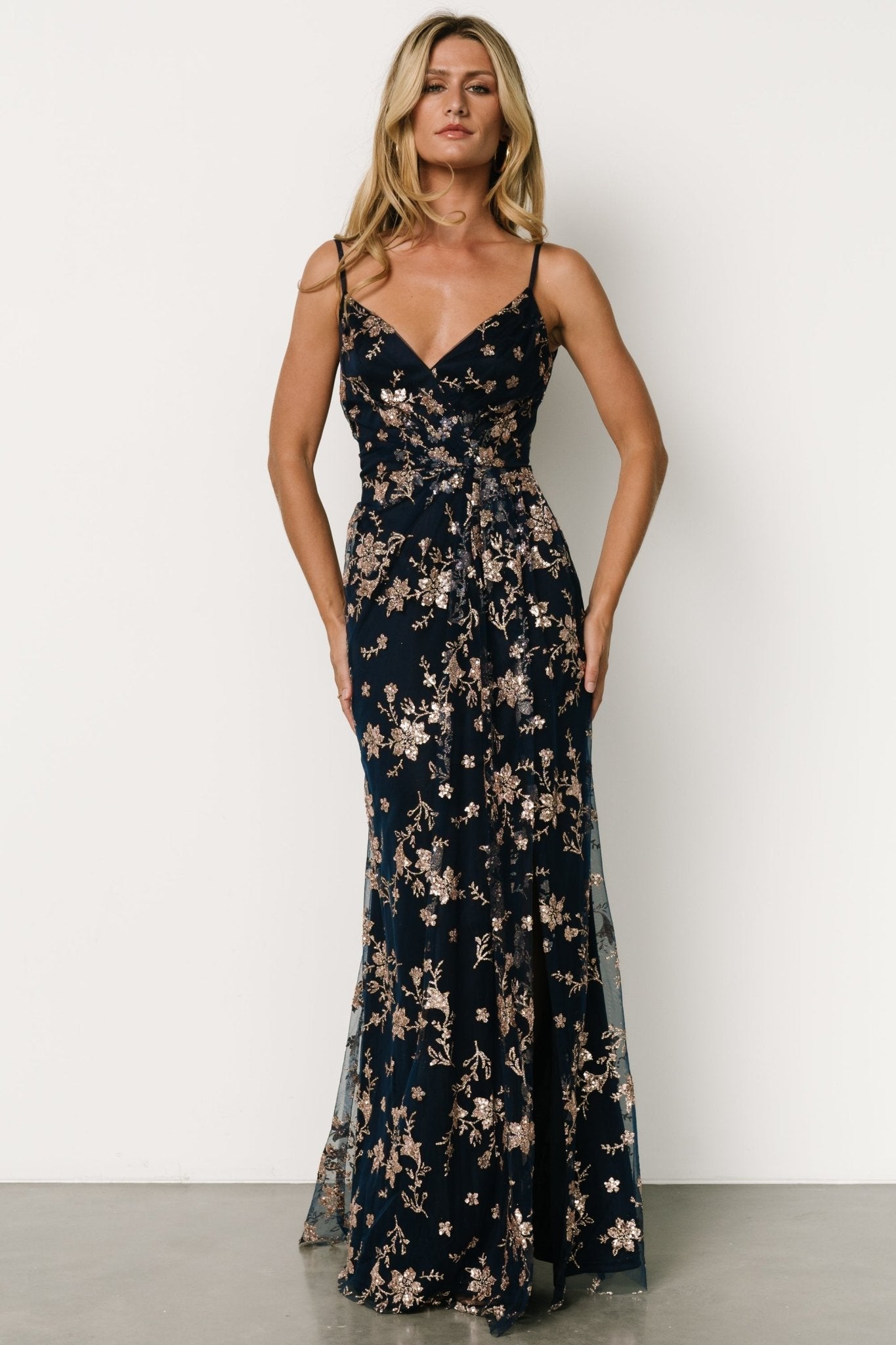 Marcia Sparkle Gown | Navy + Rose Gold - Baltic Born