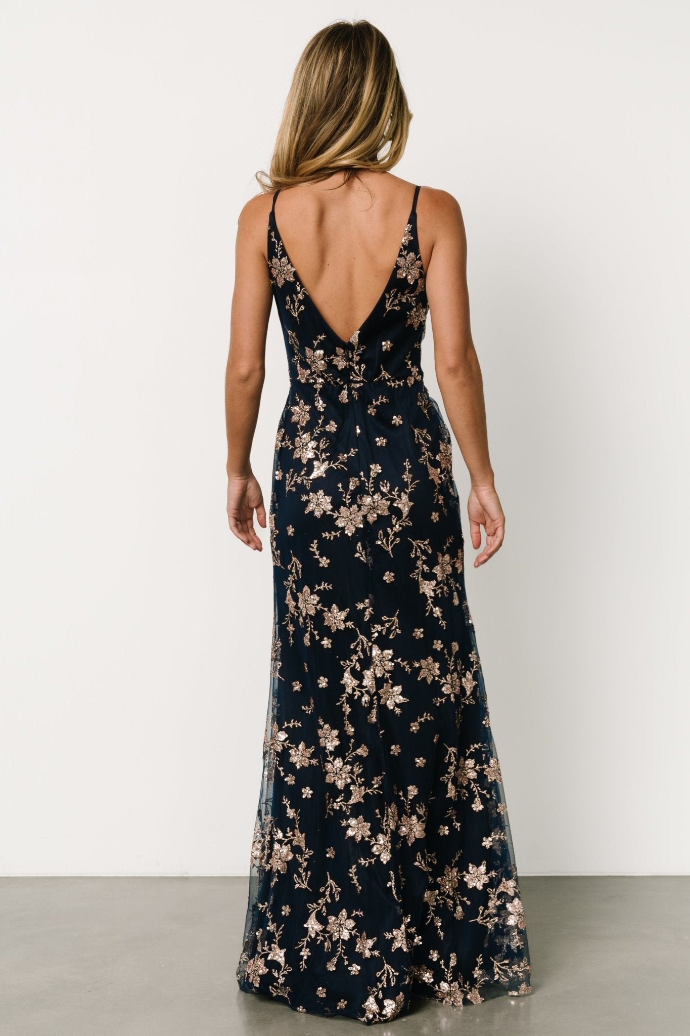 Marcia Sparkle Gown | Navy + Rose Gold - Baltic Born