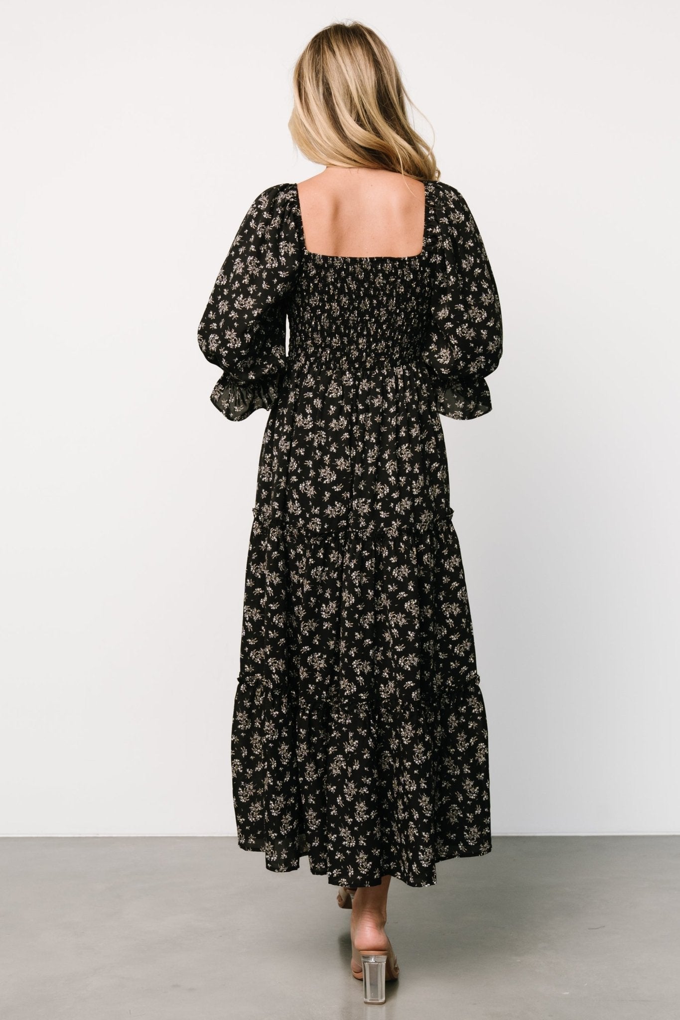 Margareta Tiered Dress | Black Floral - Baltic Born