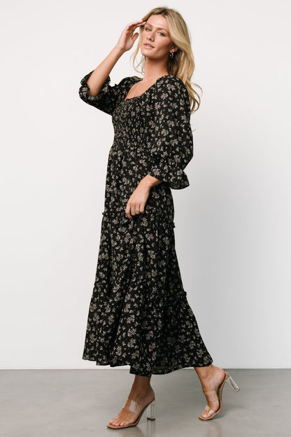 Margareta Tiered Dress | Black Floral - Baltic Born