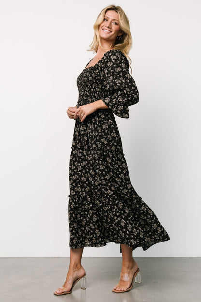 Margareta Tiered Dress | Black Floral - Baltic Born