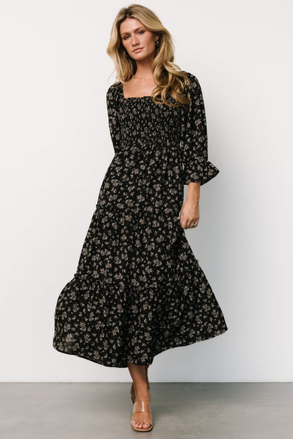 Margareta Tiered Dress | Black Floral - Baltic Born