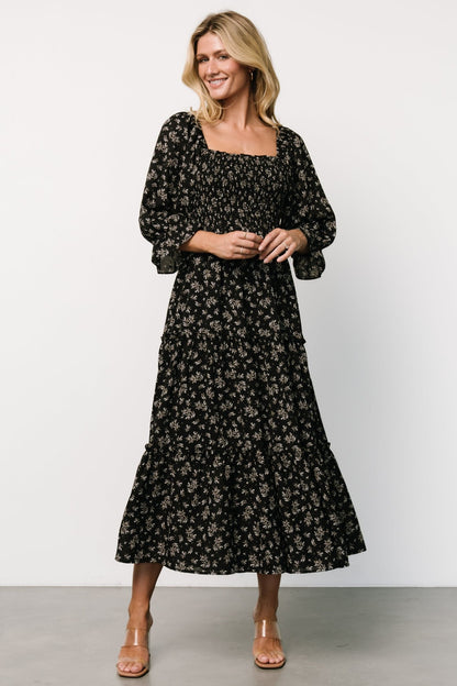 Margareta Tiered Dress | Black Floral - Baltic Born