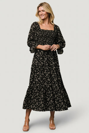 black floral dress for women Baltic Born Womens Margareta Tiered | %20The%20product%20images%20(without%20model)%20are%20closest%20to%20the%20true%20color%20of%20the%20item Color:ESPRESSO eligible-discount Pink Birthday Outfits 21