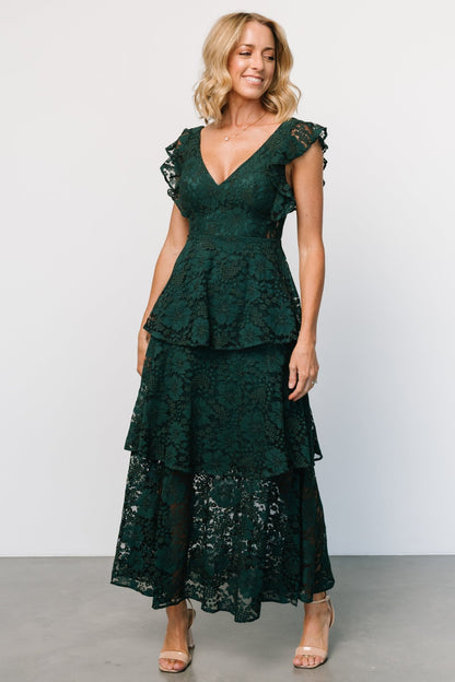 Margot Lace Tiered Maxi Dress | Deep Emerald - Baltic Born