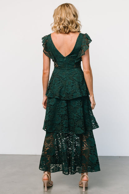 Margot Lace Tiered Maxi Dress | Deep Emerald - Baltic Born