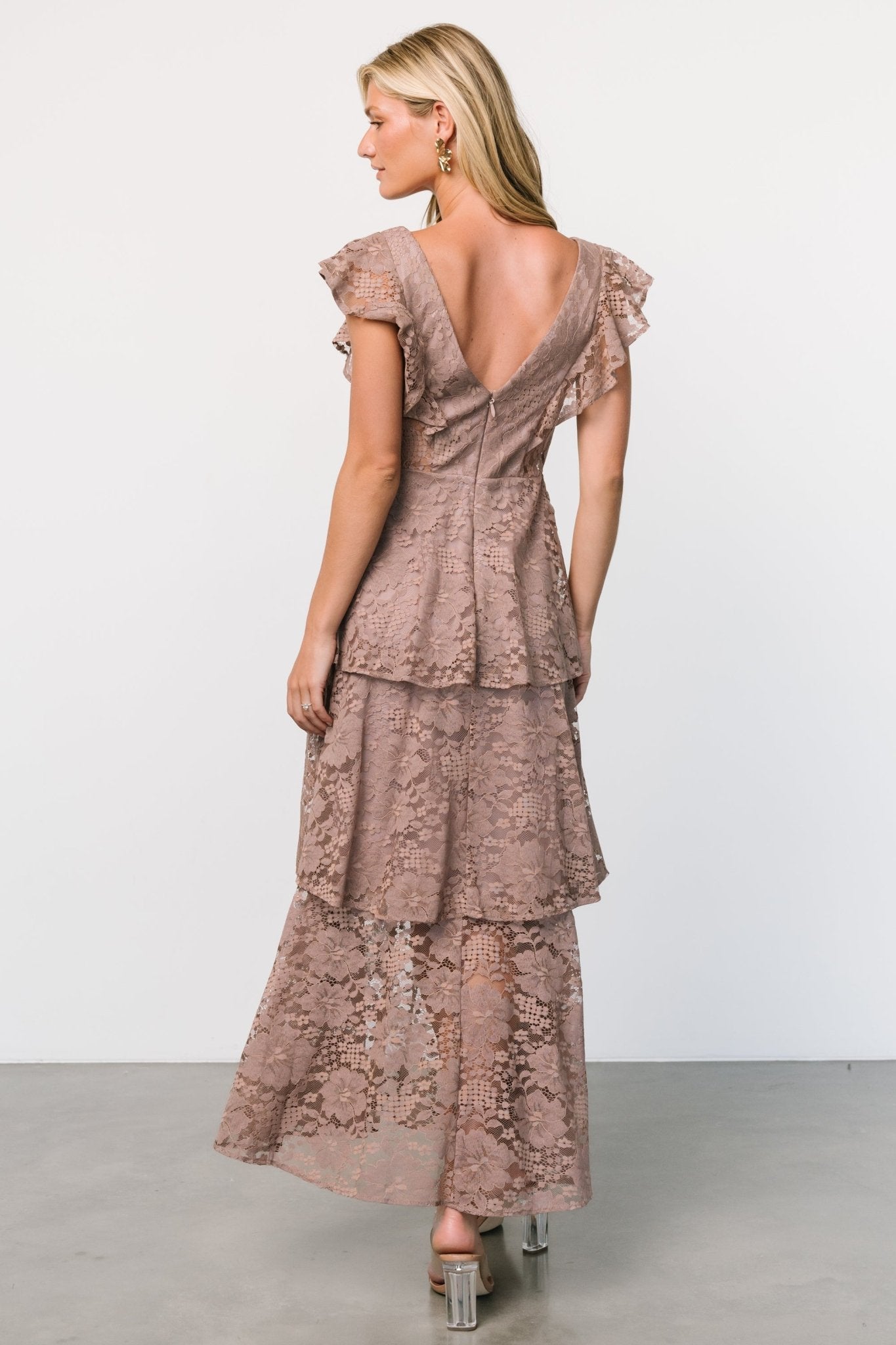 Margot Lace Tiered Maxi Dress | Desert Taupe - Baltic Born