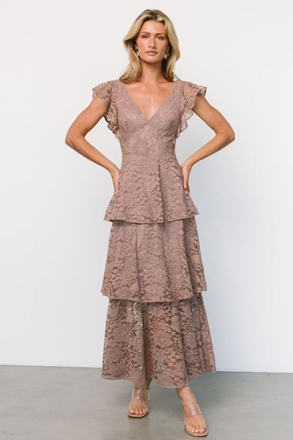 Margot Lace Tiered Maxi Dress | Desert Taupe - Baltic Born