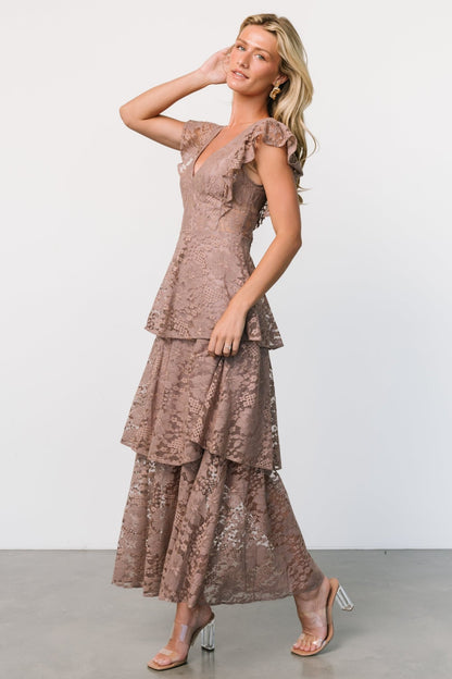 Margot Lace Tiered Maxi Dress | Desert Taupe - Baltic Born