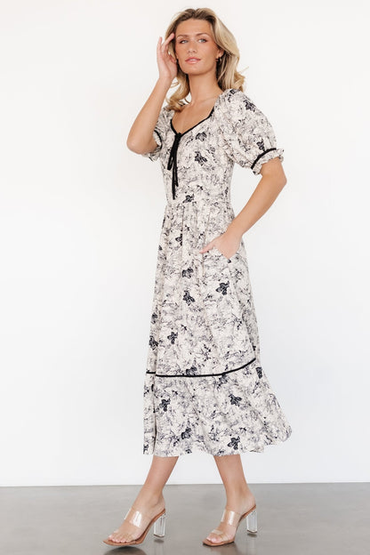 Mariana Midi Dress | Cream + Black Floral - Baltic Born