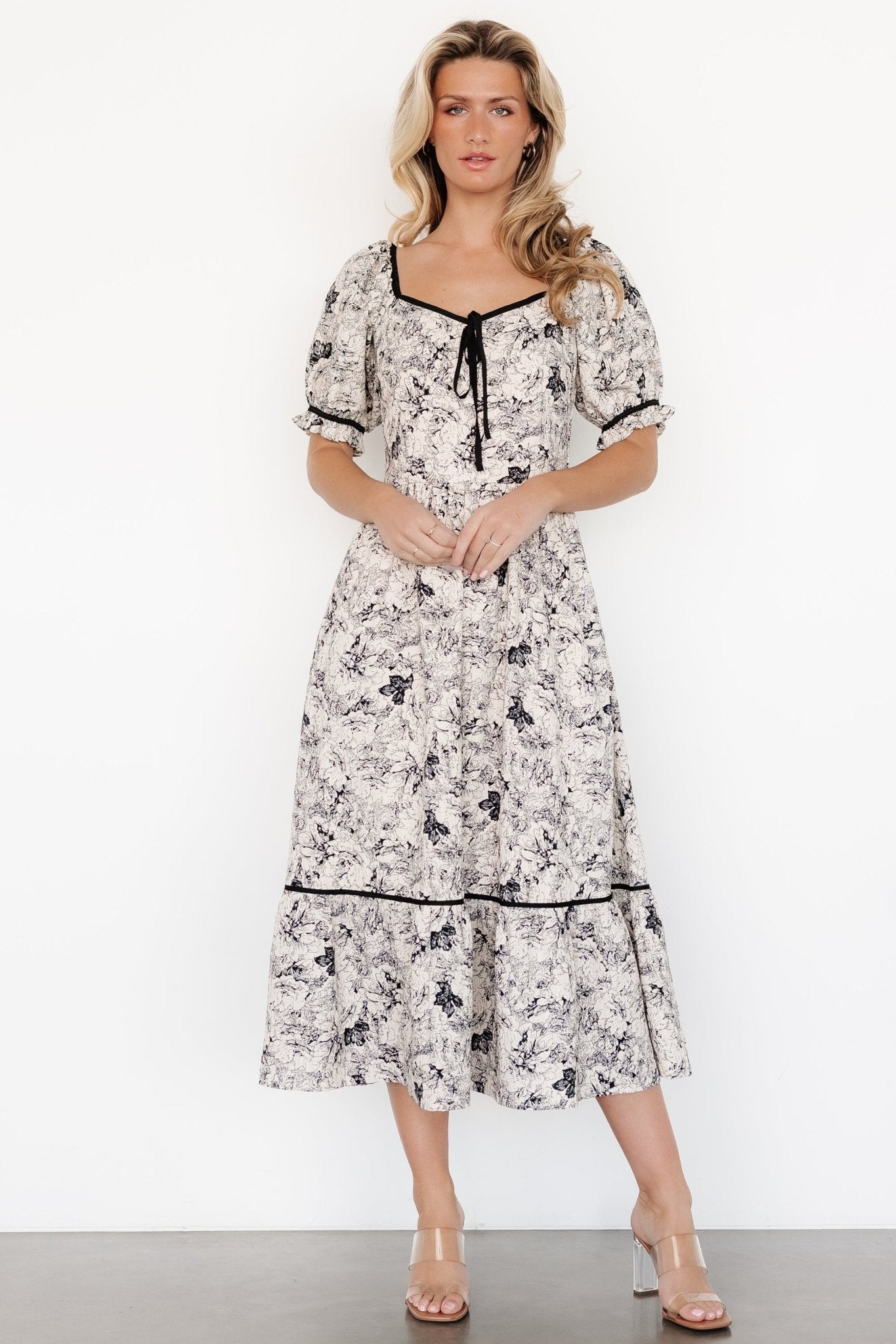 Mariana Midi Dress | Cream + Black Floral - Baltic Born