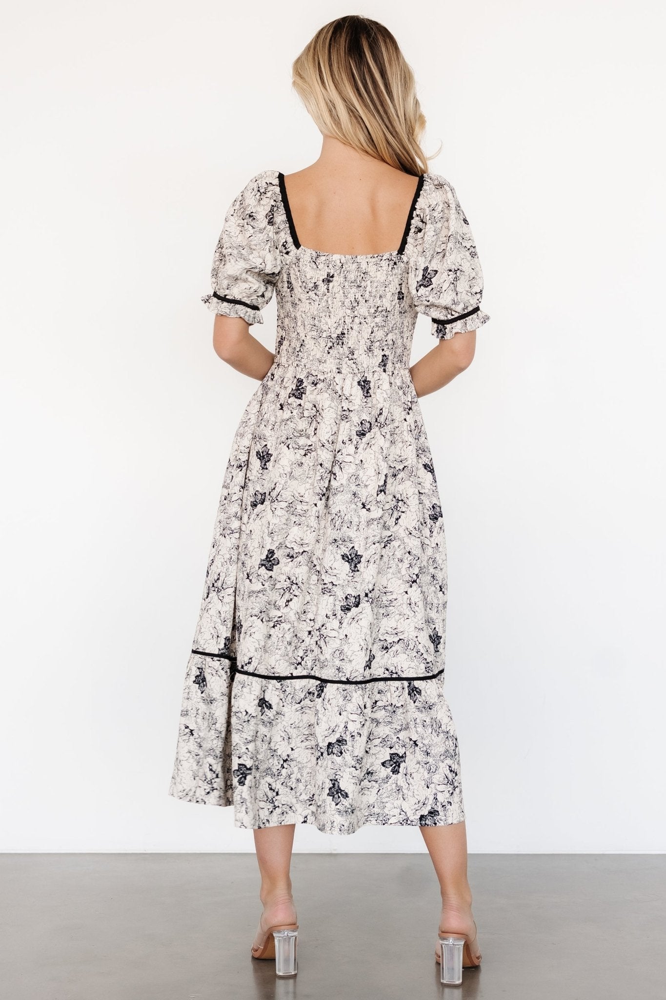 Mariana Midi Dress | Cream + Black Floral - Baltic Born