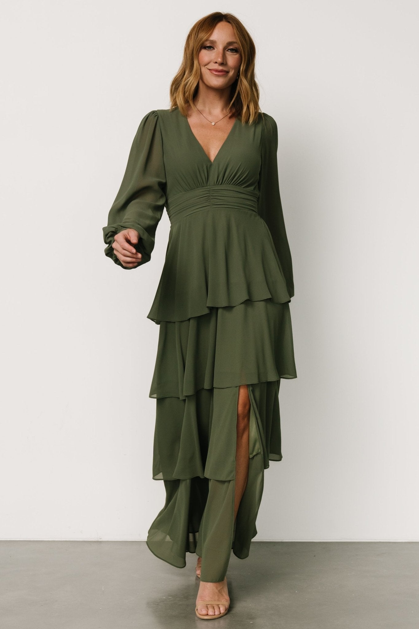 Mariella Tiered Maxi Dress | Dark Sage - Baltic Born