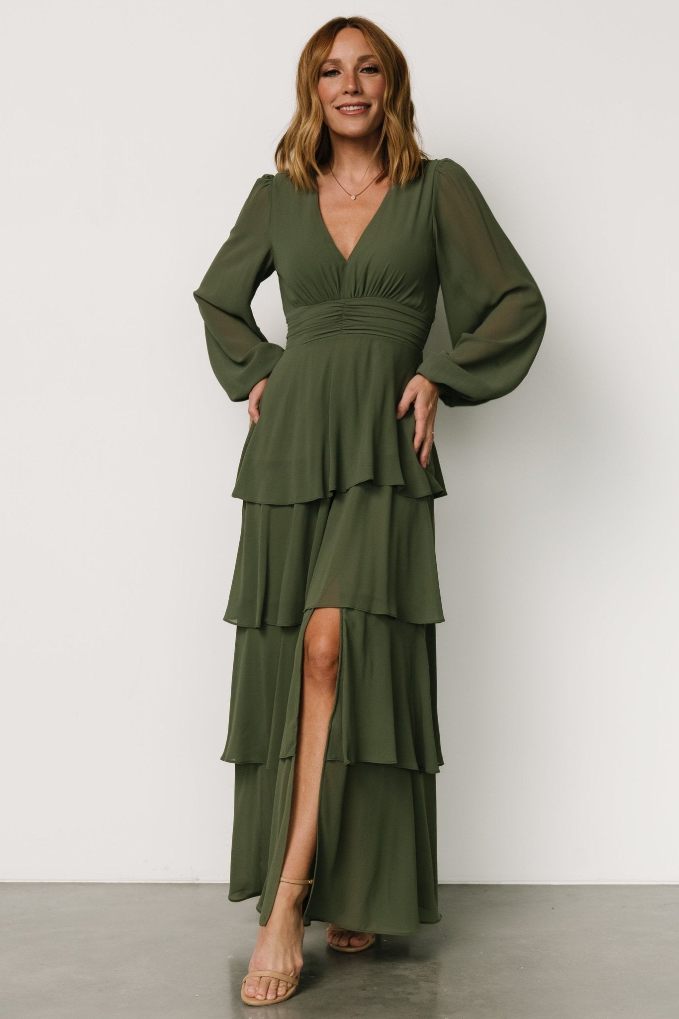 Mariella Tiered Maxi Dress | Dark Sage - Baltic Born