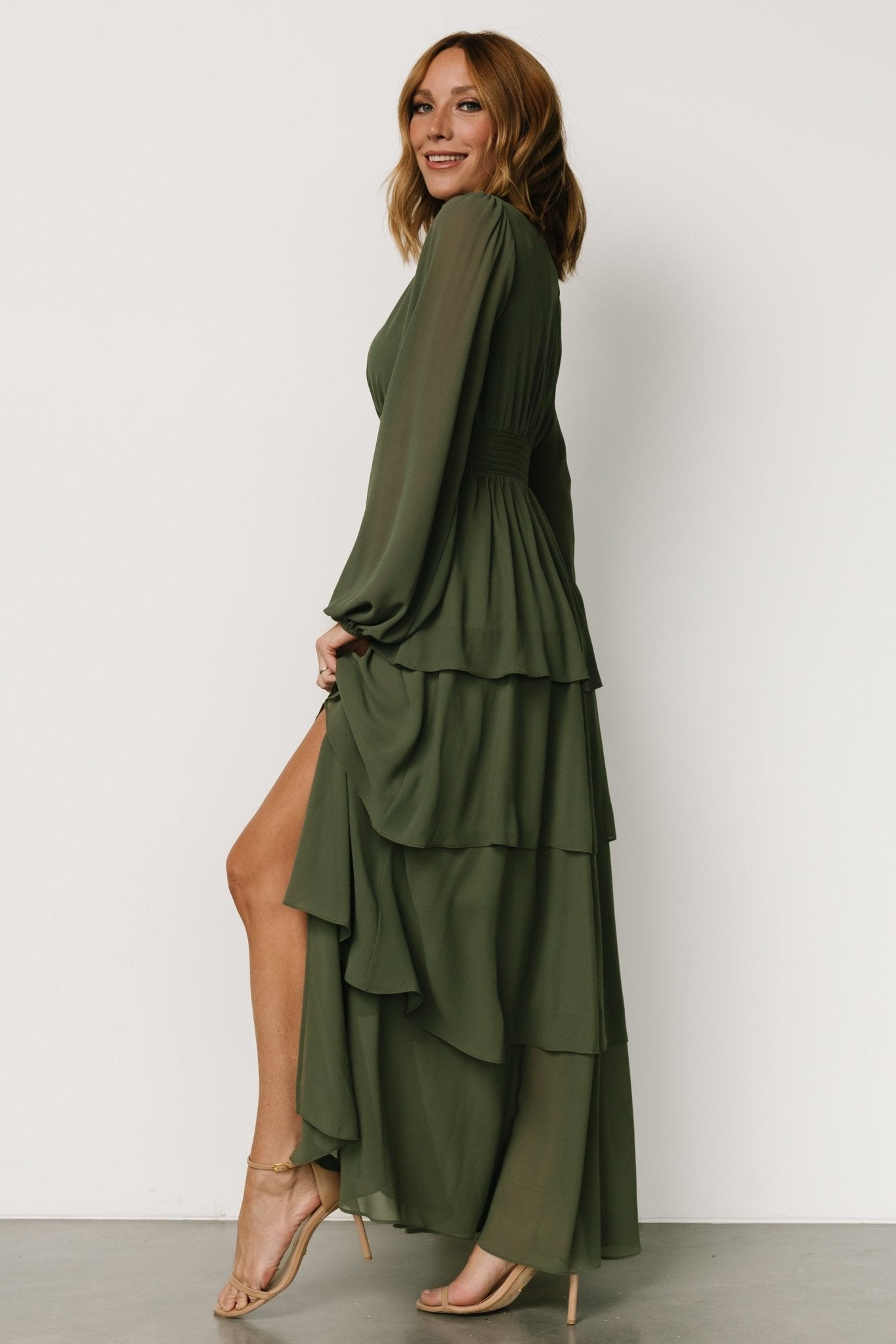 Mariella Tiered Maxi Dress | Dark Sage - Baltic Born