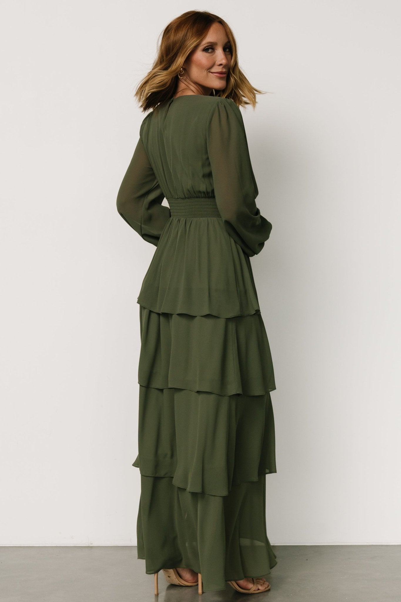 Mariella Tiered Maxi Dress | Dark Sage - Baltic Born