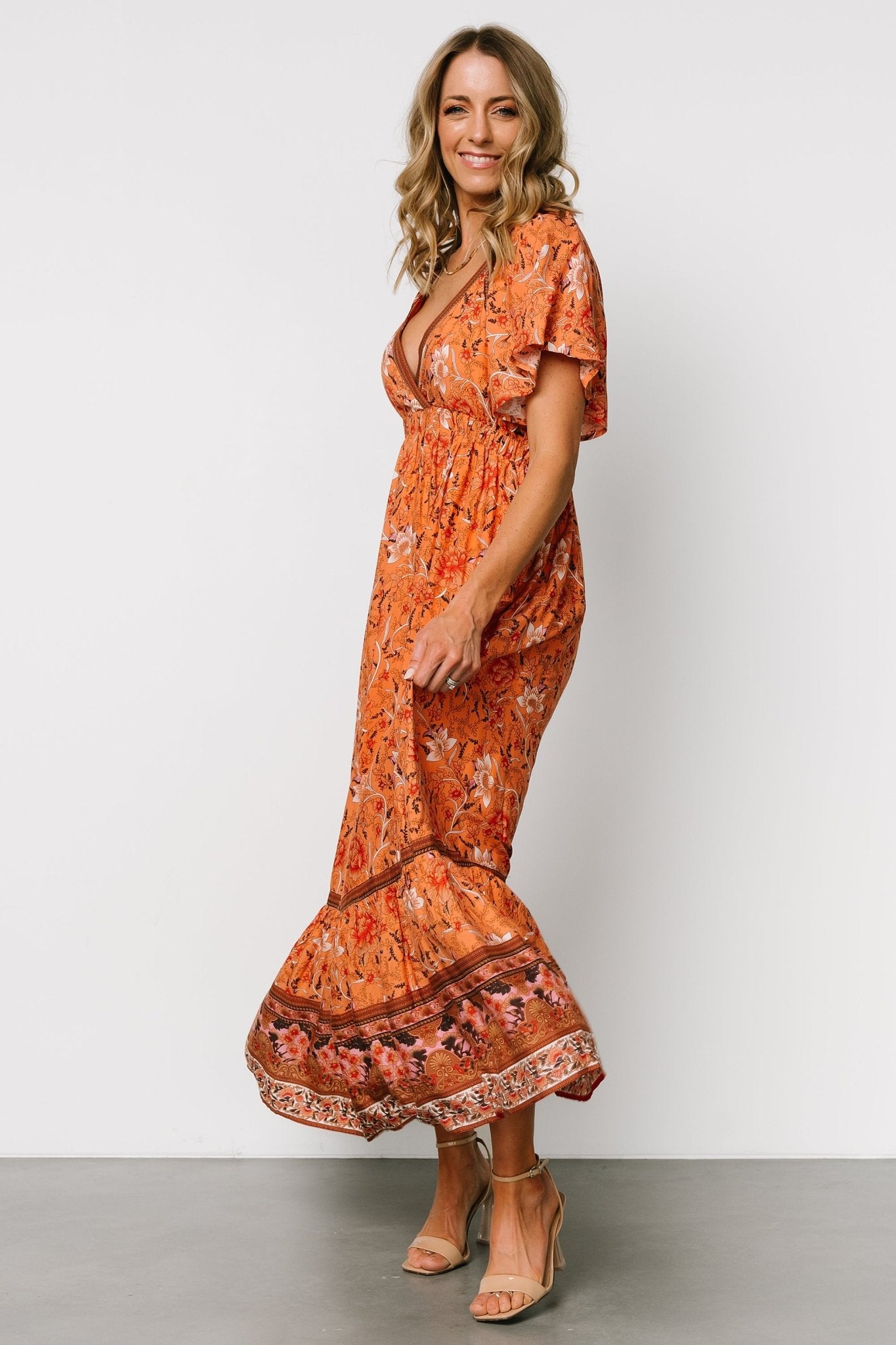 Marietta Maxi Dress | Orange Floral - Baltic Born