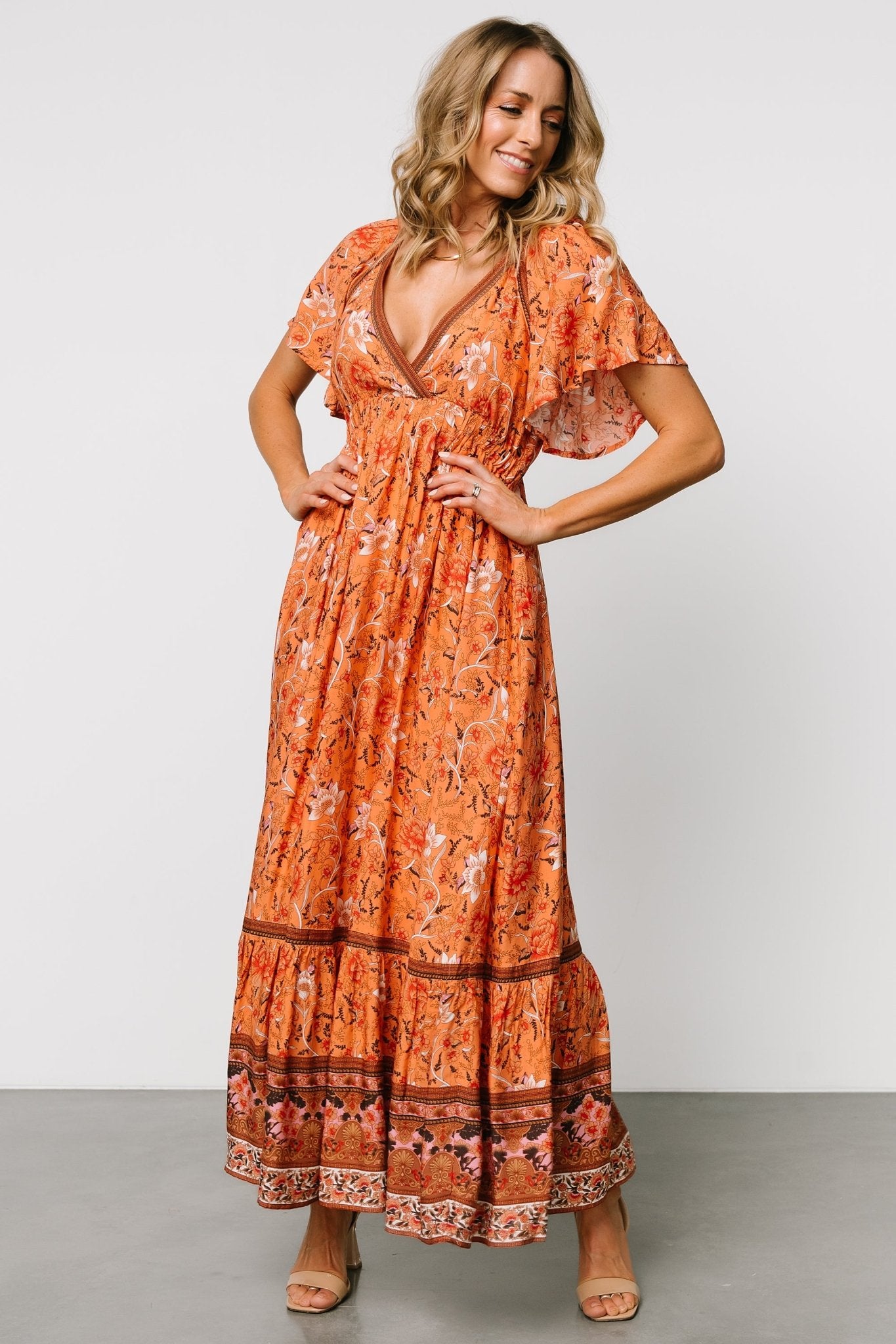 Marietta Maxi Dress | Orange Floral - Baltic Born