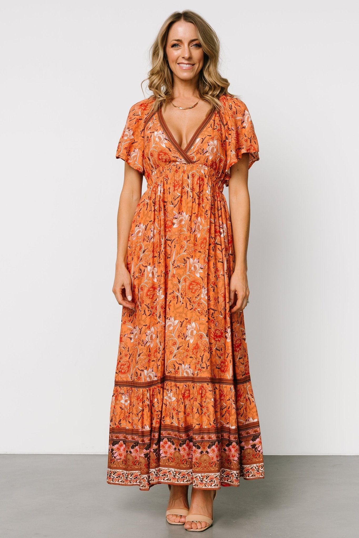 Marietta Maxi Dress | Orange Floral - Baltic Born