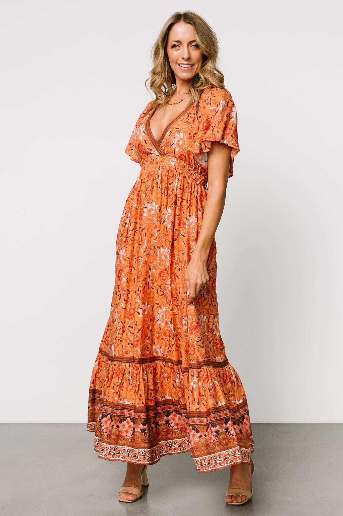 Marietta Maxi Dress | Orange Floral - Baltic Born