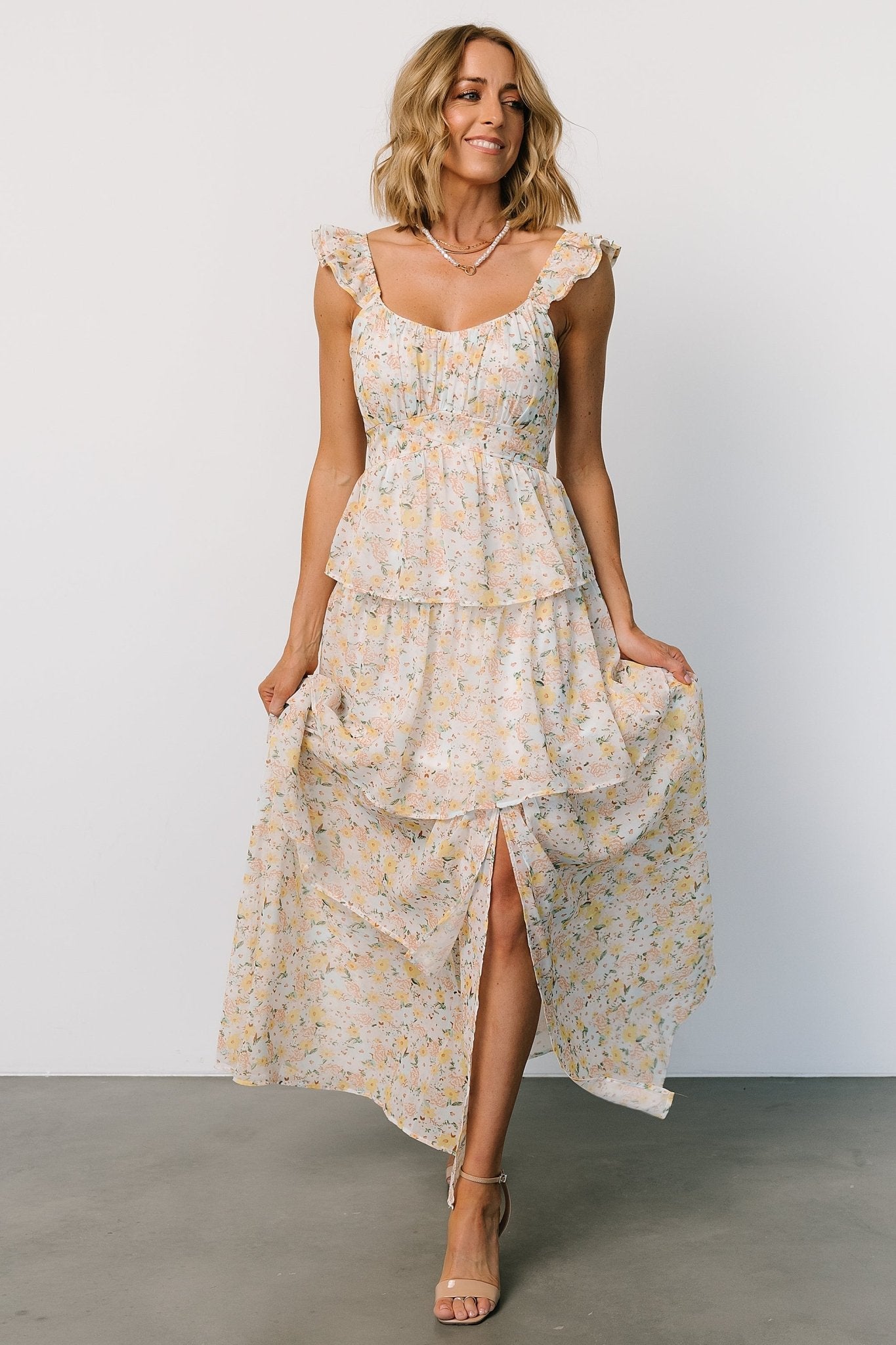 Marigold Tiered Maxi Dress | Yellow Floral - Baltic Born