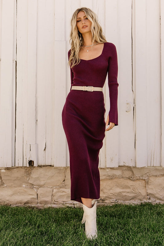 Marika Ribbed Dress | Wine - Baltic Born