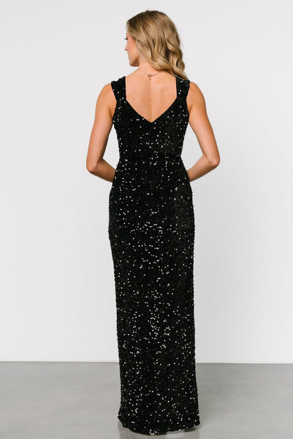 Marilyn Sequin Maxi Gown | Black - Baltic Born