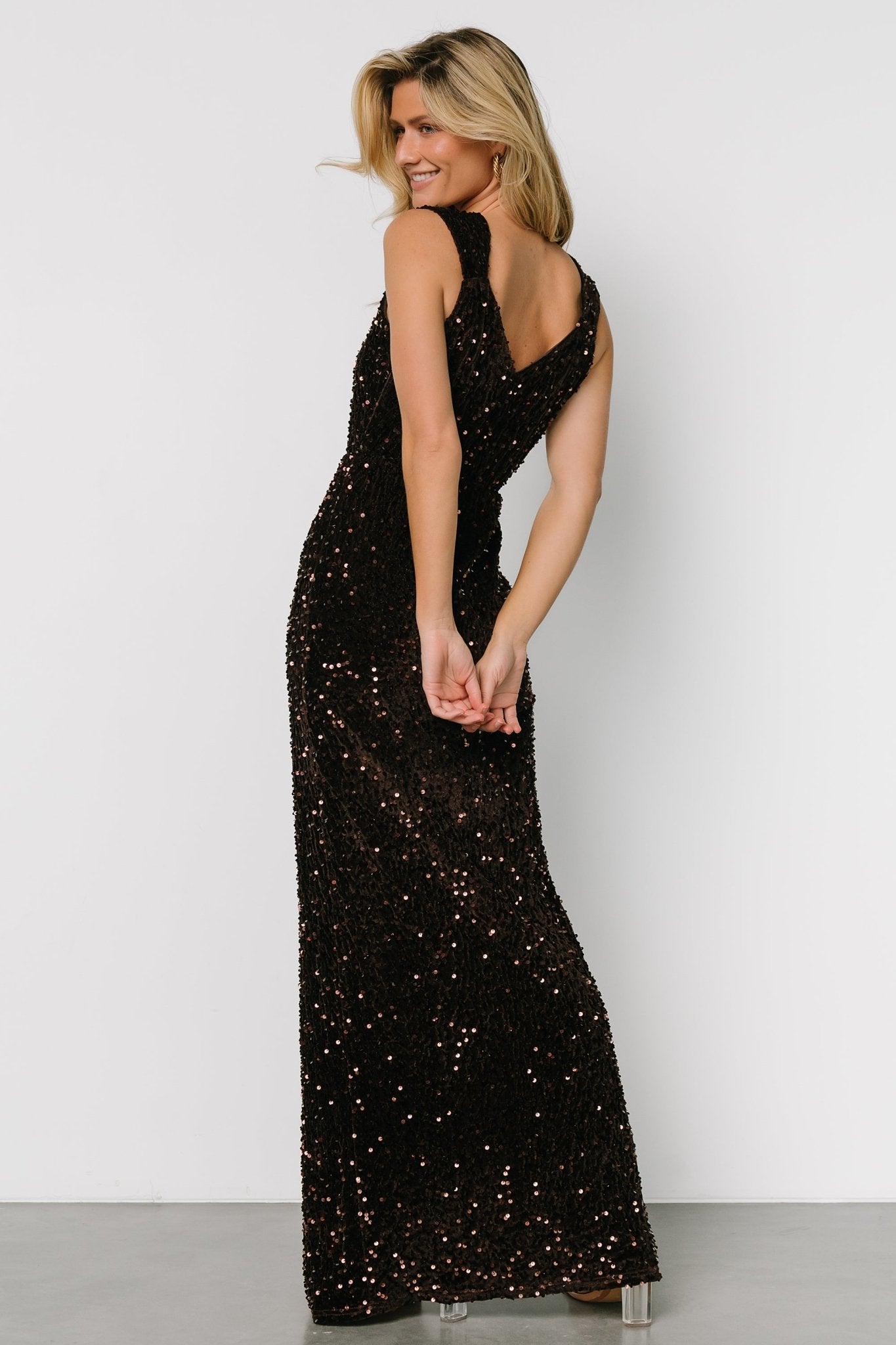 Marilyn Sequin Maxi Gown | Dark Brown - Baltic Born