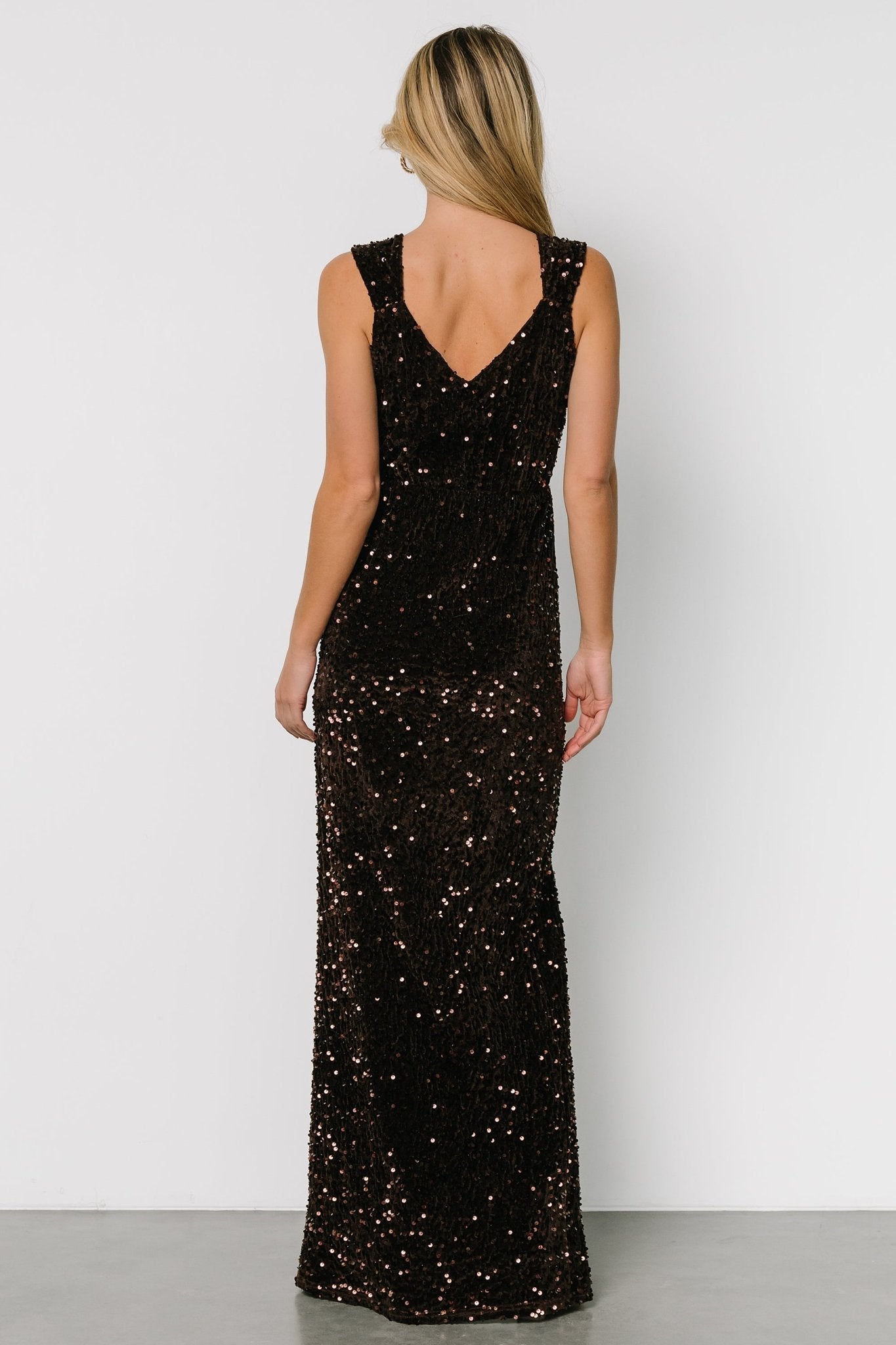 Marilyn Sequin Maxi Gown | Dark Brown - Baltic Born