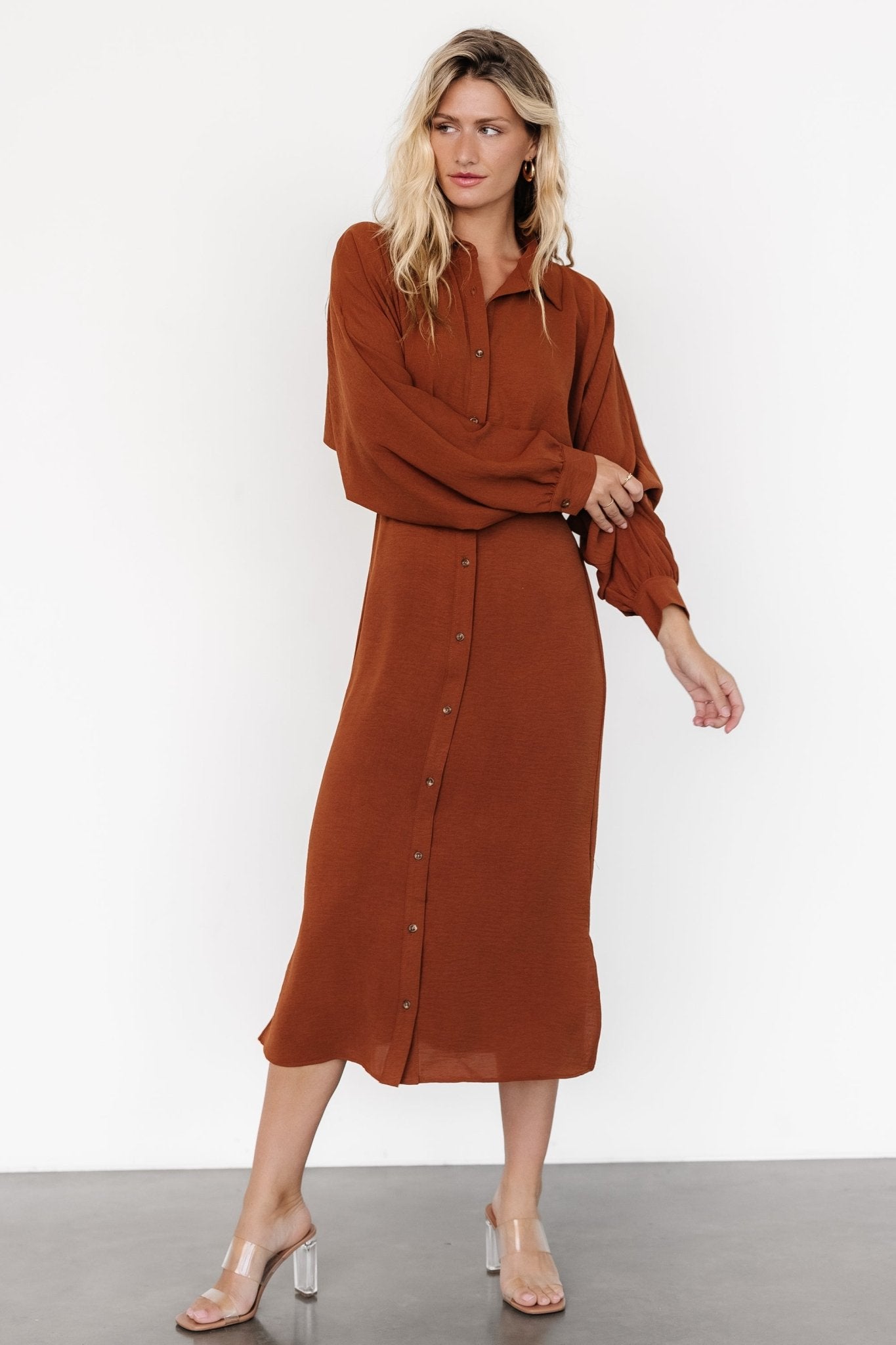 Marla Button Dress | Copper - Baltic Born