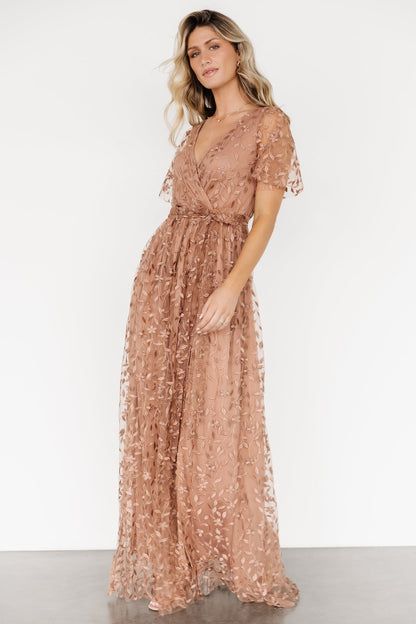 Marseille Embossed Maxi Dress | Nude Rose - Baltic Born