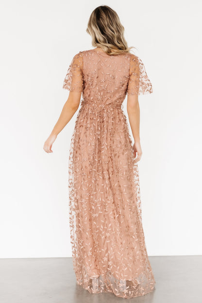 Marseille Embossed Maxi Dress | Nude Rose - Baltic Born