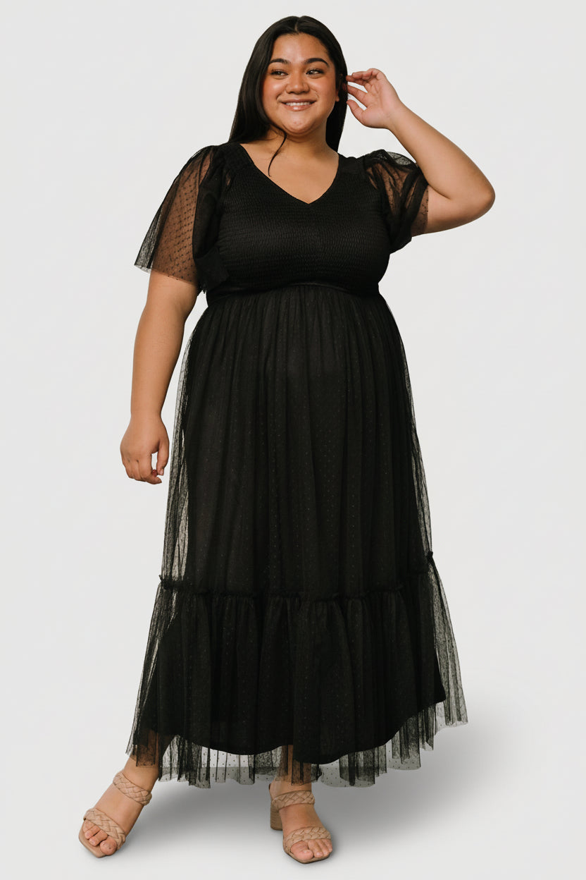 Baltic Born Womens Martha Smocked Tulle Dress | Black | Size: 1XL Baltic Born Womens Martha Smocked Tulle Dress | Black | Size: 1XL