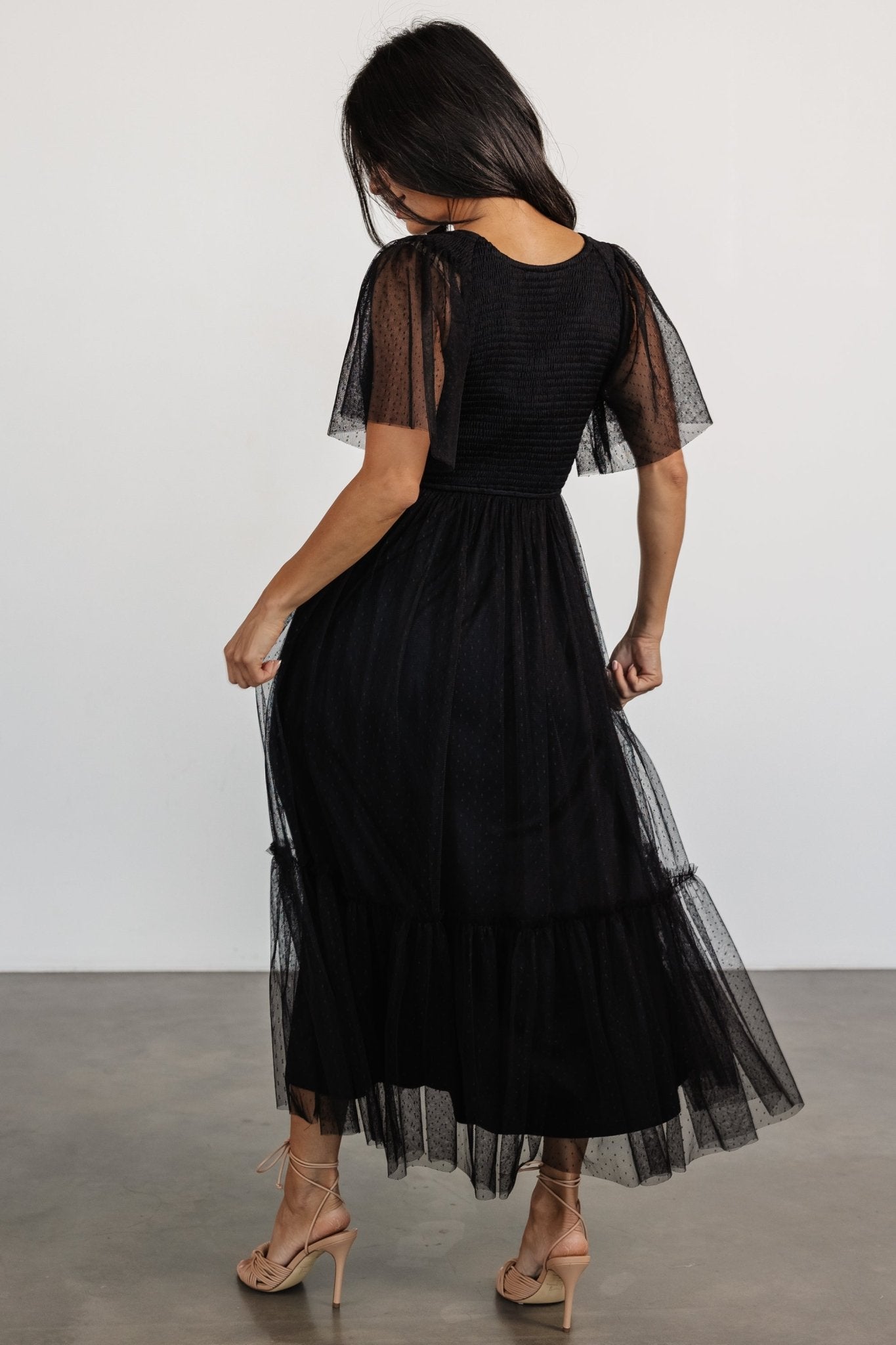 Martha Smocked Tulle Dress | Black - Baltic Born