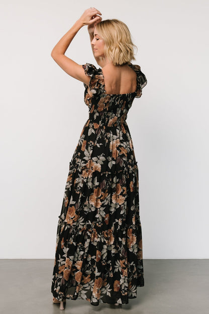 Martina Maxi Dress | Black + Copper Floral - Baltic Born