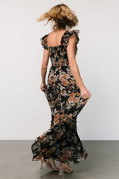 Martina Maxi Dress | Black + Copper Floral - Baltic Born