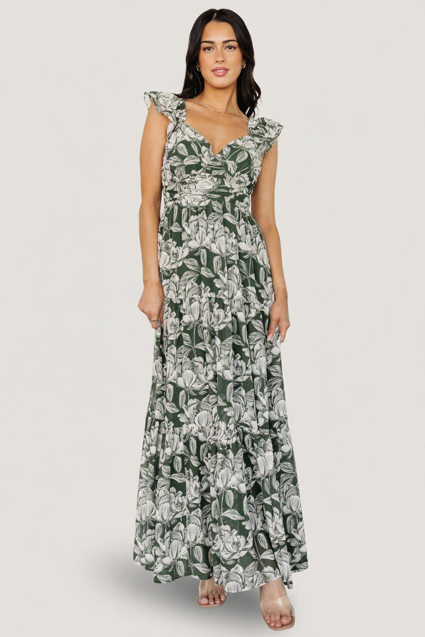 Baltic Born Womens Martina Maxi Dress | Green + White