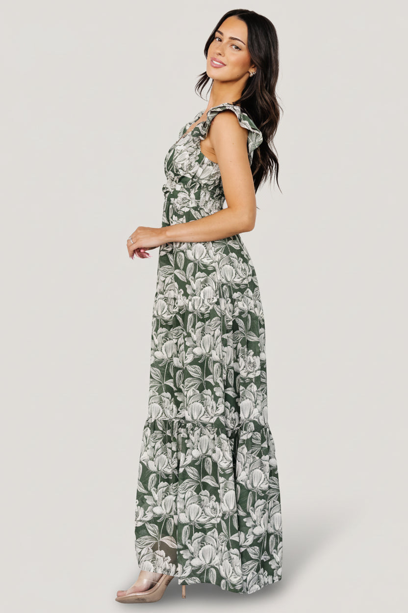 Baltic Born Womens Martina Maxi Dress | Green + White | Size: XS Baltic Born Womens Martina Maxi Dress | Green + White | Size: XS