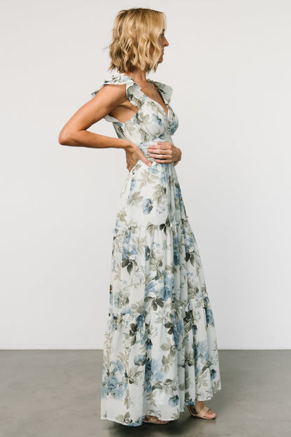 Martina Maxi Dress | Light Blue Floral - Baltic Born