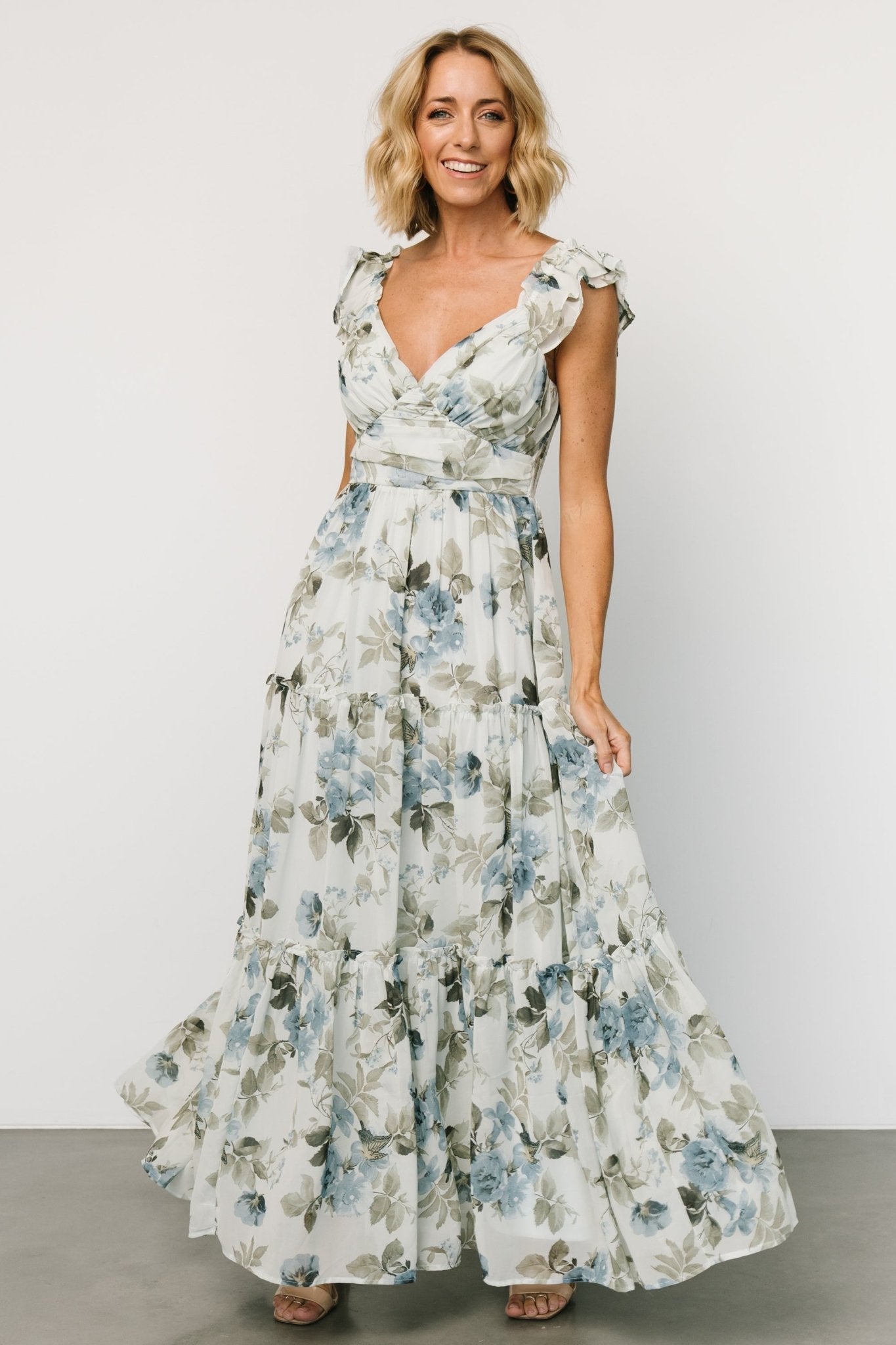 Martina Maxi Dress | Light Blue Floral - Baltic Born