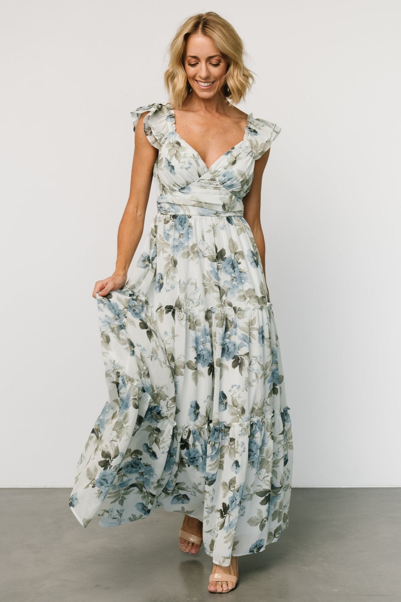 Martina Maxi Dress | Light Blue Floral - Baltic Born