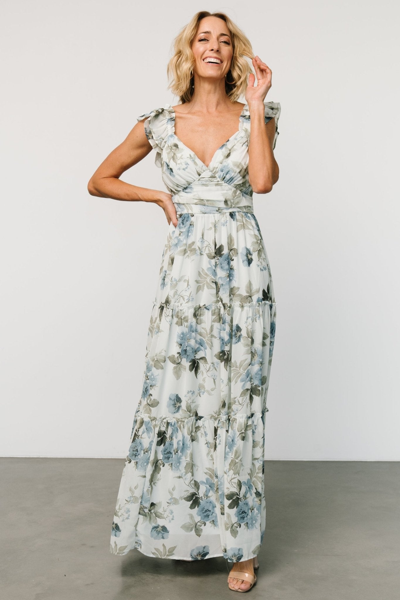 Maira Floral Maxi Dress in Dark Blue