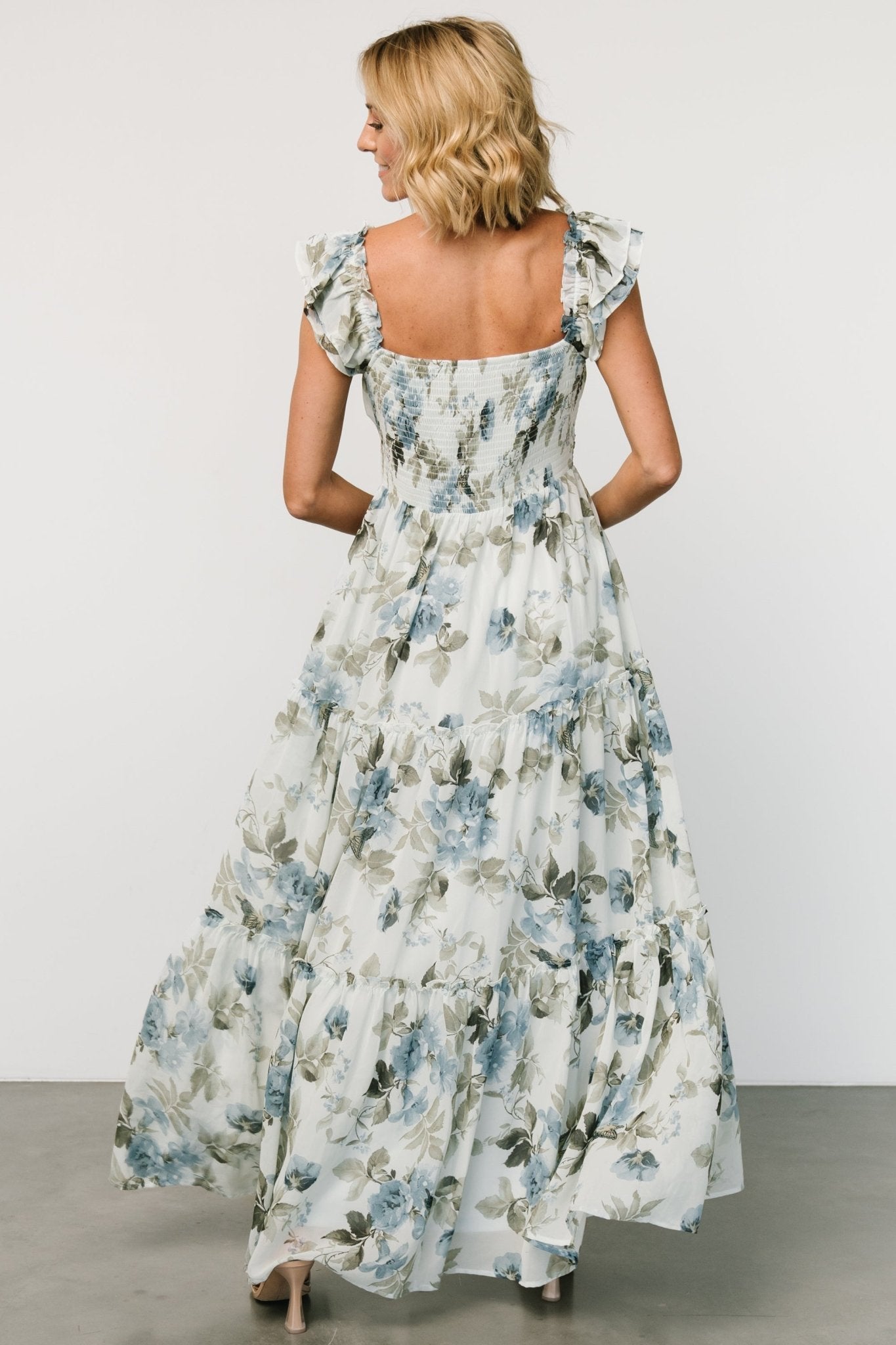 Martina Maxi Dress | Light Blue Floral - Baltic Born