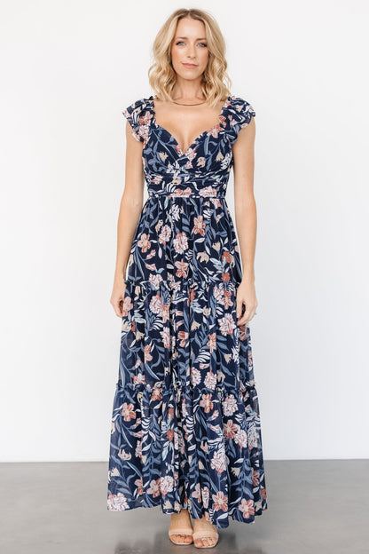 Martina Maxi Dress | Navy Multi - Baltic Born