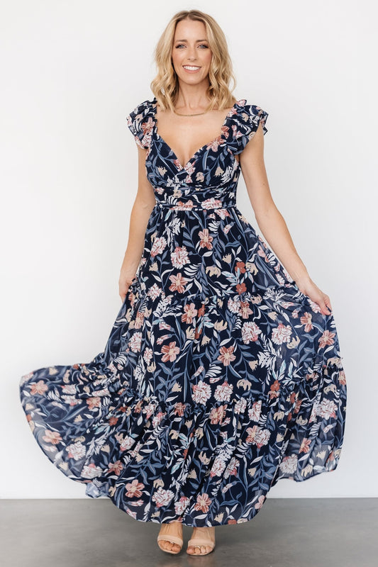 Martina Maxi Dress | Navy Multi - Baltic Born