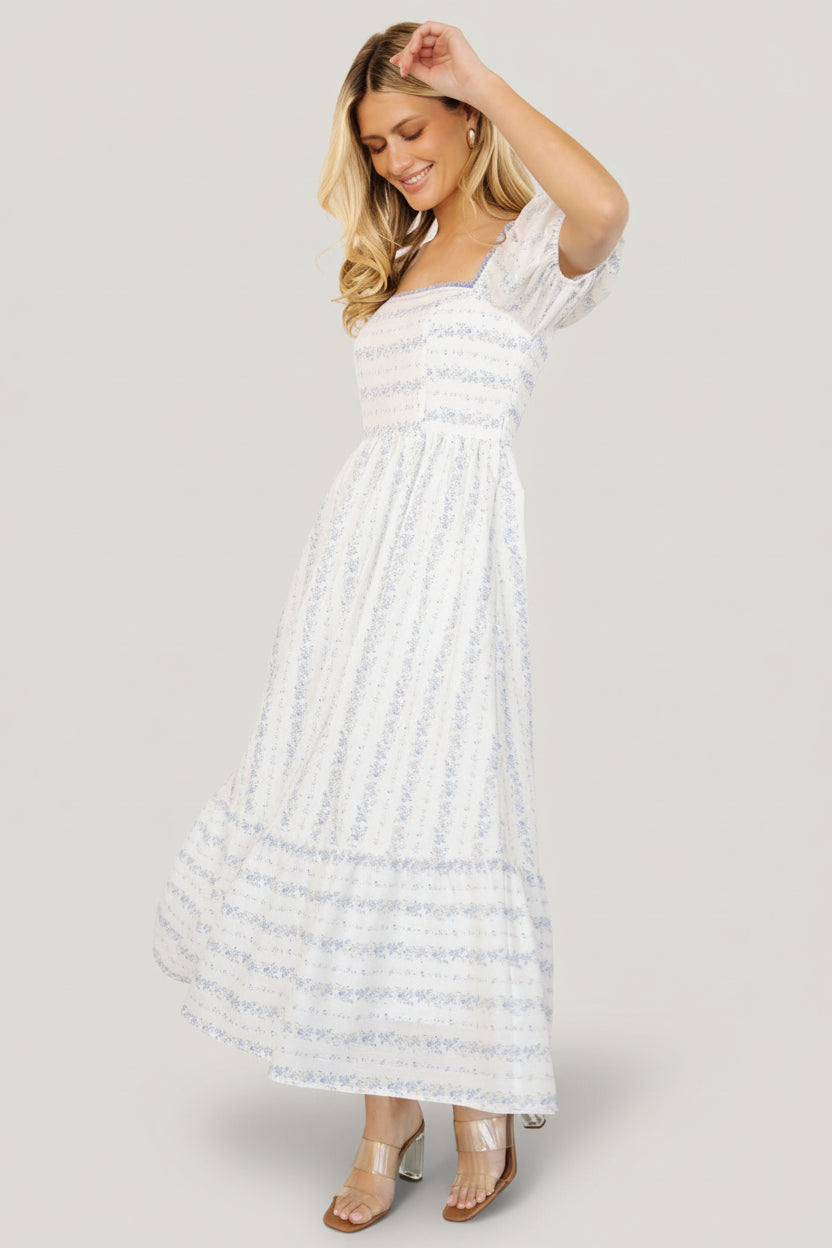 Baltic Born Womens Martine Puff Sleeve Dress | Ivory Multi Floral | Size: Medium Baltic Born Womens Martine Puff Sleeve Dress | Ivory Multi Floral | Size: Medium